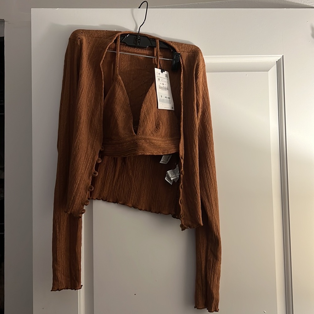 NWT ZARA CARDIGAN AND BRALETTE SET